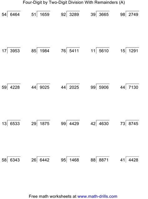 4 digit by 2 digit division worksheets|Long Division of 4.